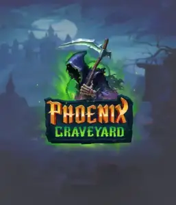 The eerie and atmospheric Phoenix Graveyard slot game interface by ELK Studios, featuring a mysterious graveyard setting. This image captures the slot's unique expanding reel feature, alongside its beautifully crafted symbols and dark theme. The artwork conveys the game's theme of rebirth and immortality, attractive for those fascinated by mythology.