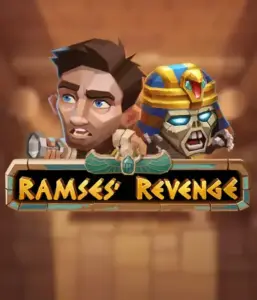 Uncover the mysterious world of the Ramses' Revenge game by Relax Gaming, highlighting a startled explorer and a fierce mummy amid an Egyptian tomb backdrop. This graphic captures the adventure of ancient Egyptian myths, perfect for those interested in historical adventures, delivering a thrilling adventure. 